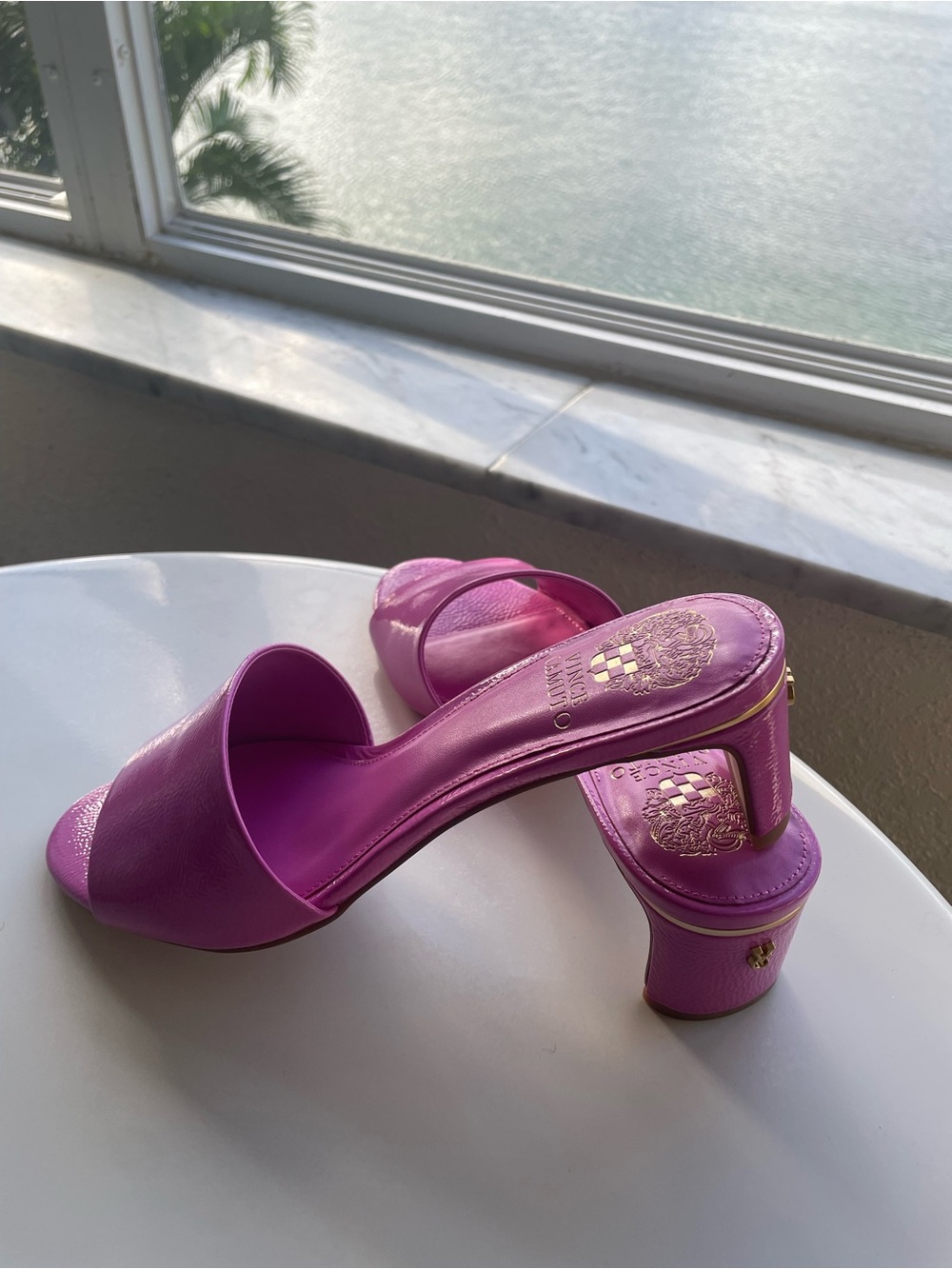 Vince Camuto Fuchsia Slip-On Mid-Heel Mules - Picture 7 of 10